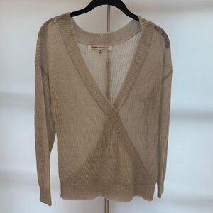 cupcakes & cashmere V-Neck Tan Sweater